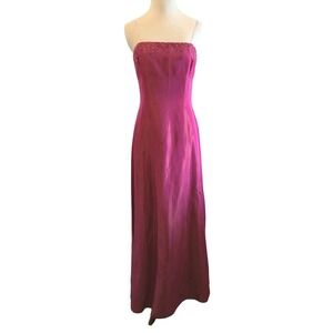 Vtg Laundry By Shelli Segal Acetate Iridescent Long Barbie Gown Dress Pink 6